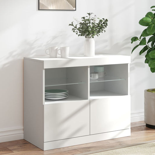 Sideboard mit LED-Leuchten Weiß 81x37x67 cm - Pazzar.ch