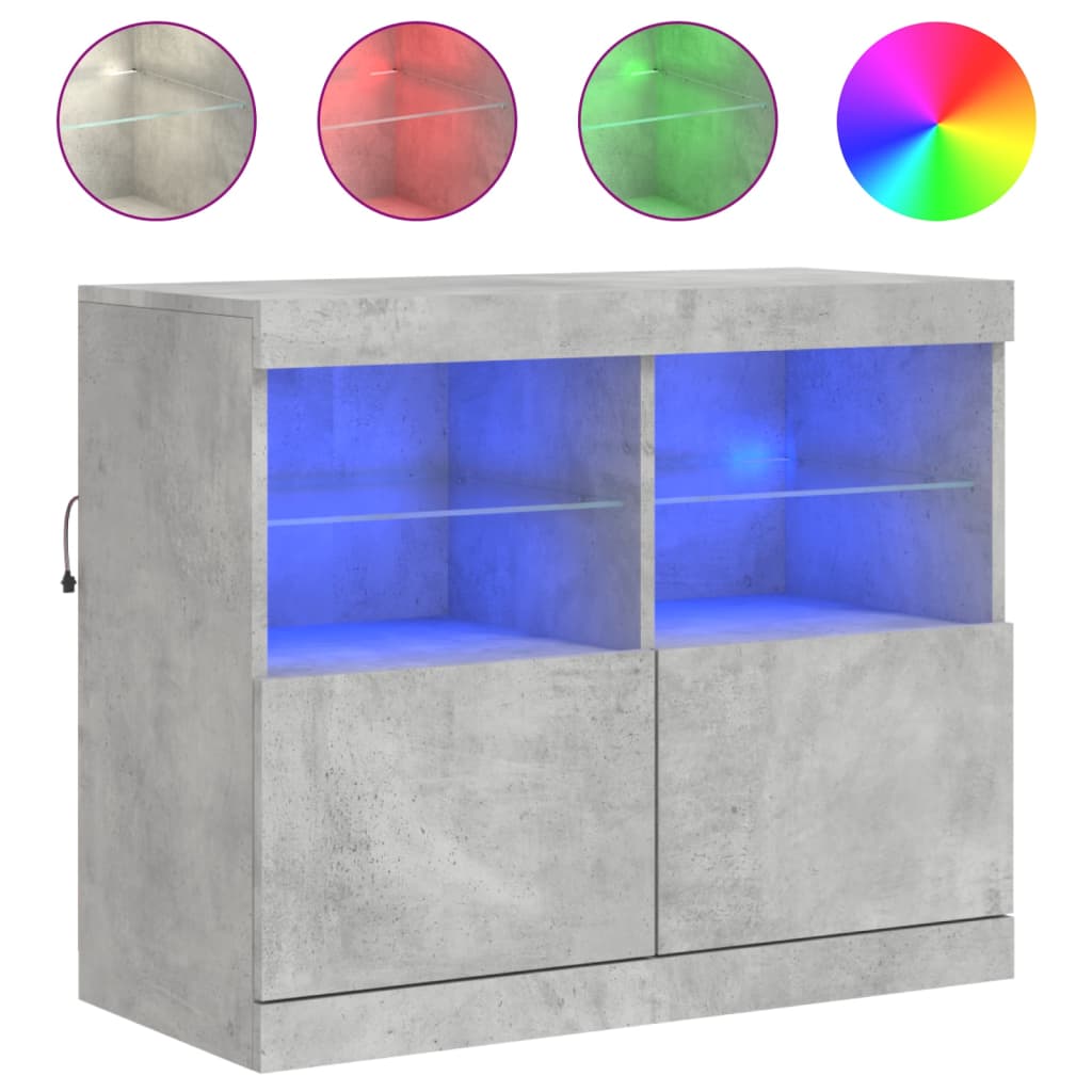 Sideboard mit LED-Leuchten Betongrau 81x37x67 cm - Pazzar.ch
