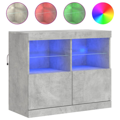 Sideboard mit LED-Leuchten Betongrau 81x37x67 cm - Pazzar.ch