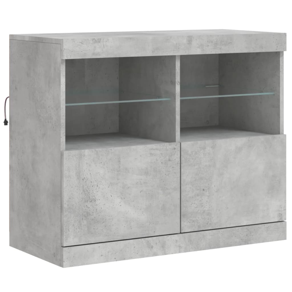 Sideboard mit LED-Leuchten Betongrau 81x37x67 cm - Pazzar.ch