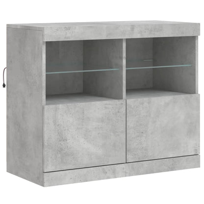 Sideboard mit LED-Leuchten Betongrau 81x37x67 cm - Pazzar.ch