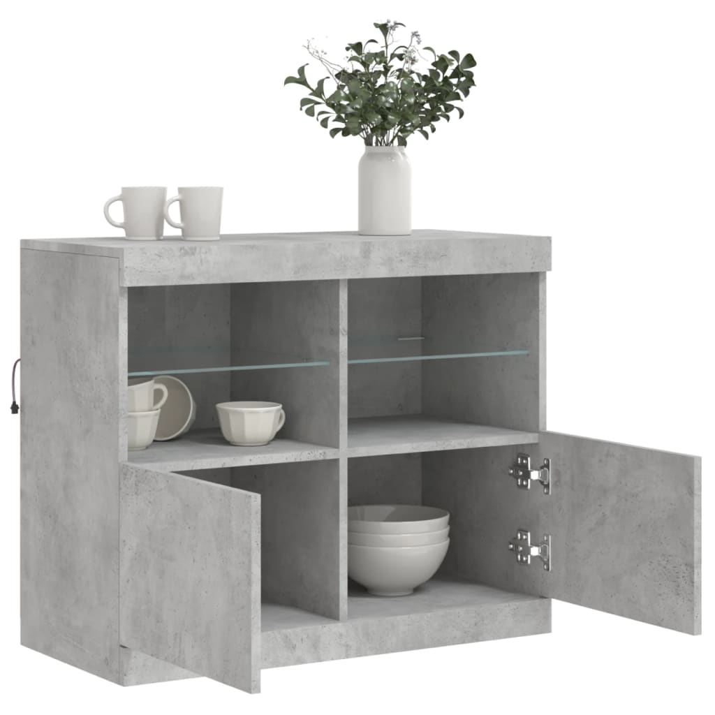 Sideboard mit LED-Leuchten Betongrau 81x37x67 cm - Pazzar.ch