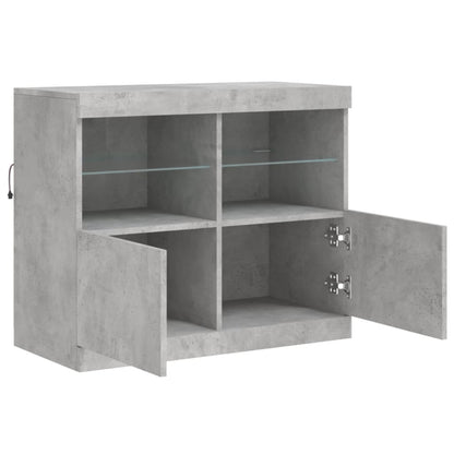 Sideboard mit LED-Leuchten Betongrau 81x37x67 cm - Pazzar.ch