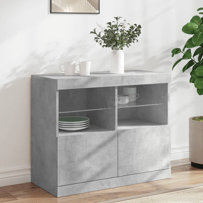 Sideboard mit LED-Leuchten Betongrau 81x37x67 cm - Pazzar.ch