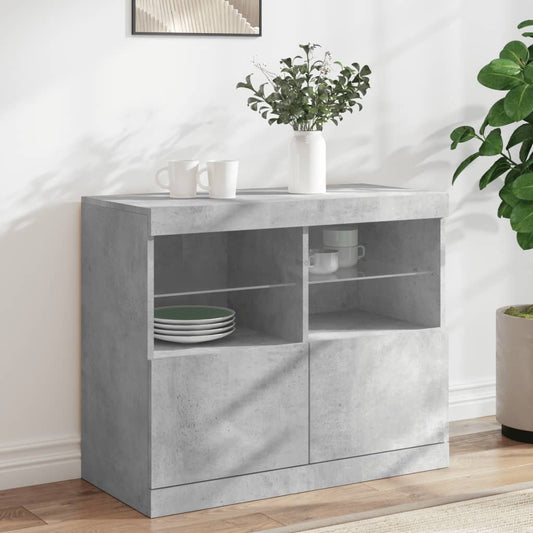 Sideboard mit LED-Leuchten Betongrau 81x37x67 cm - Pazzar.ch