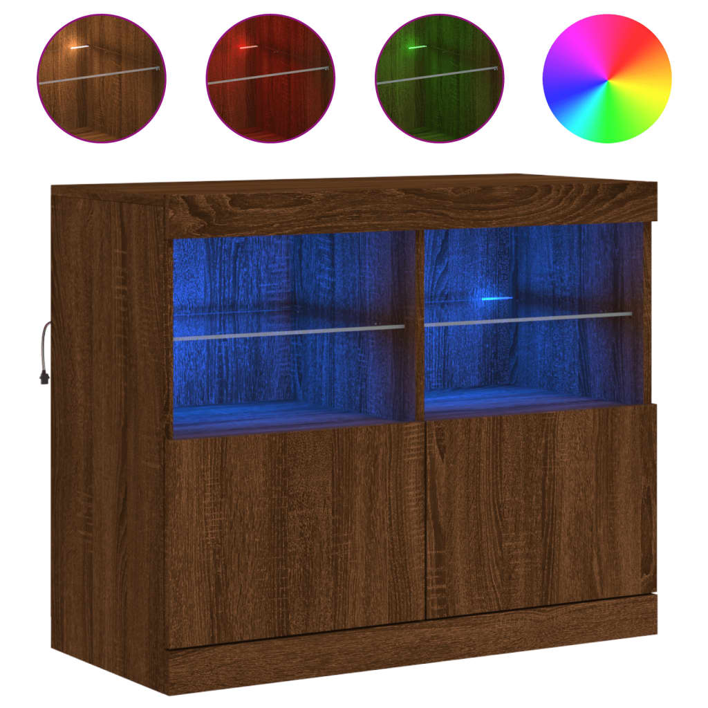 Sideboard mit LED-Leuchten Braun Eichen-Optik 81x37x67 cm - Pazzar.ch