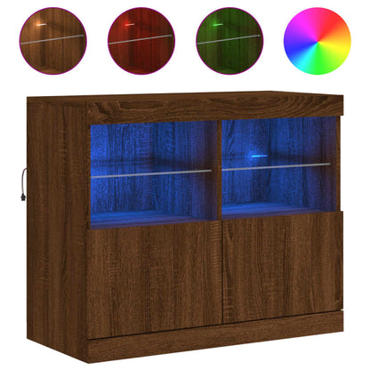 Sideboard mit LED-Leuchten Braun Eichen-Optik 81x37x67 cm - Pazzar.ch