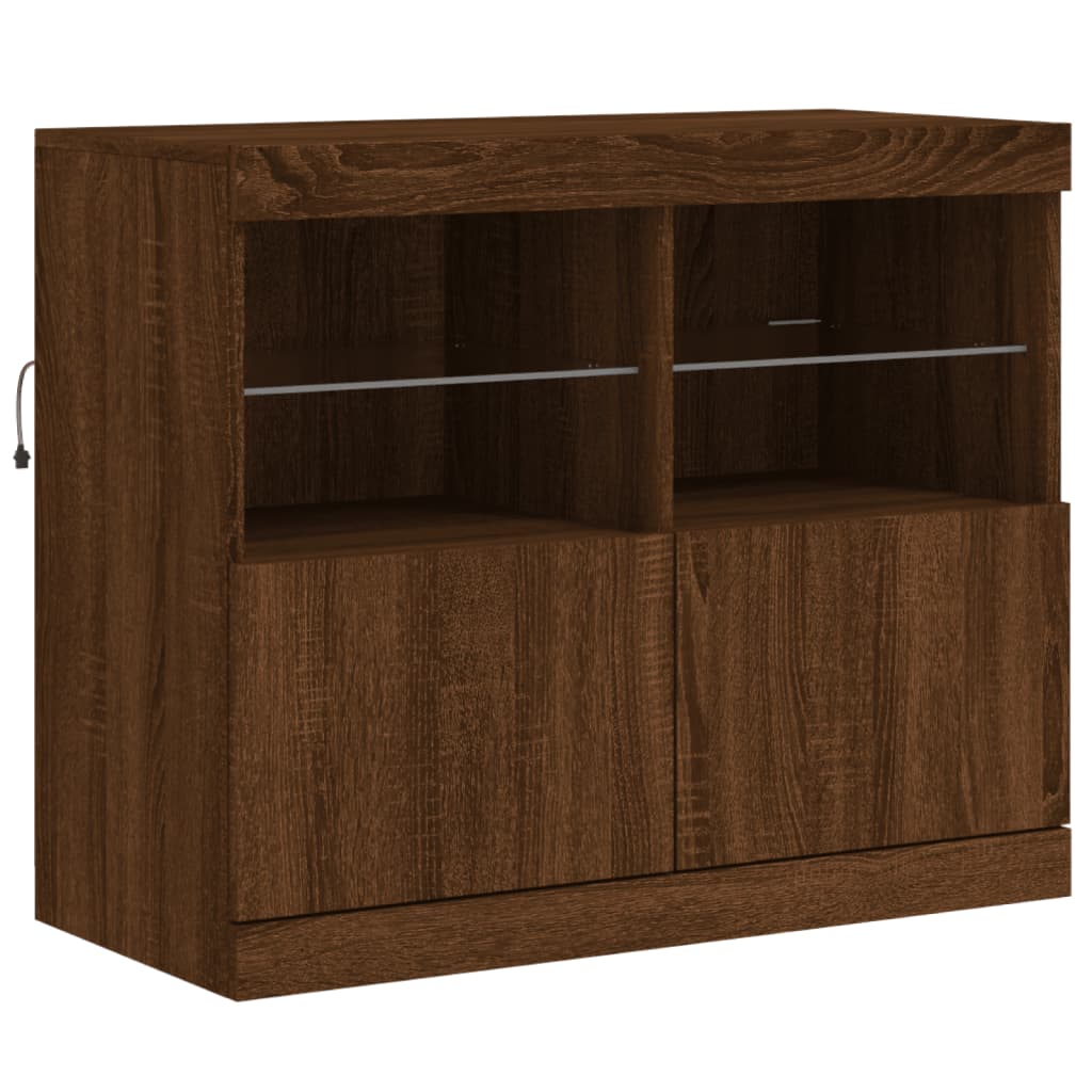 Sideboard mit LED-Leuchten Braun Eichen-Optik 81x37x67 cm - Pazzar.ch