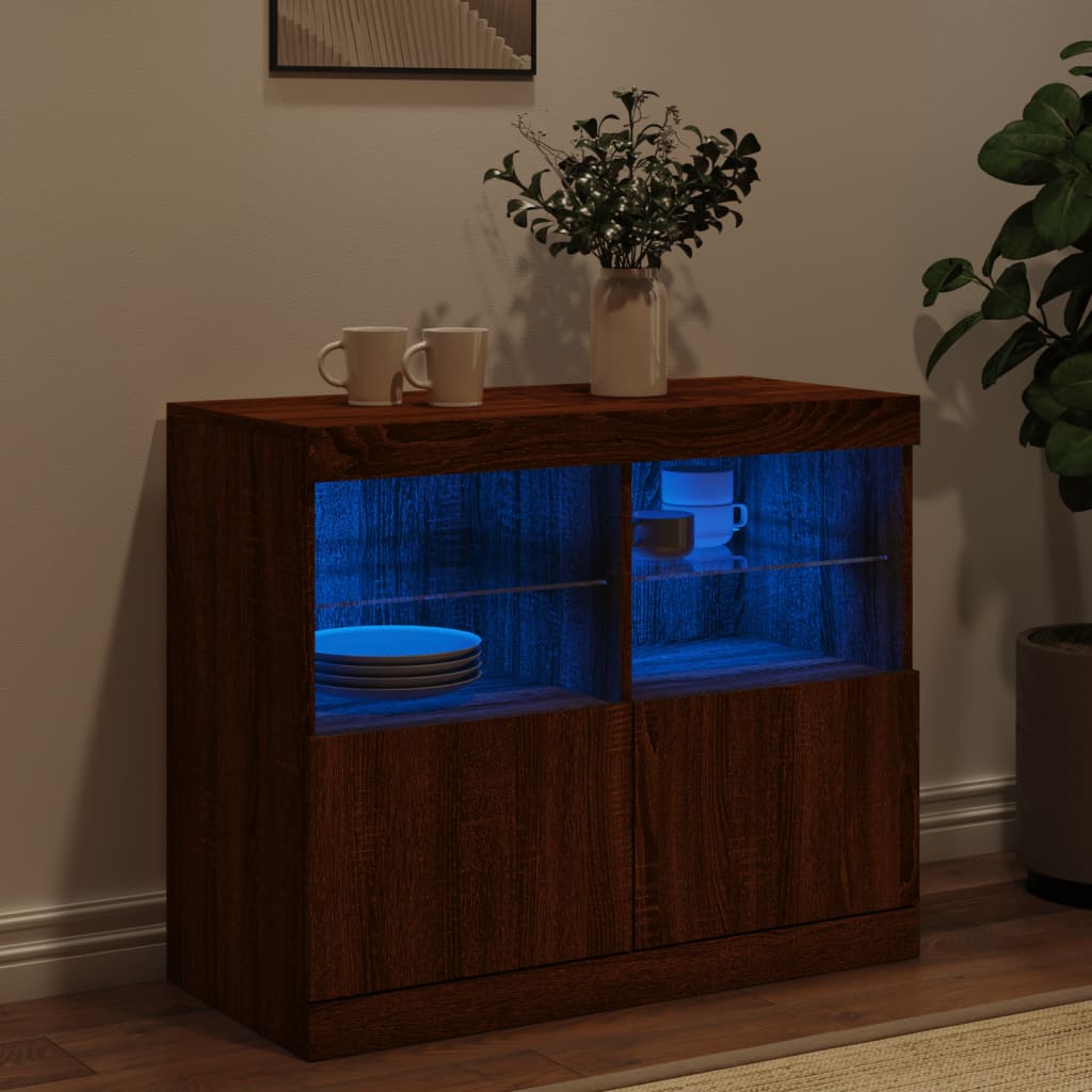 Sideboard mit LED-Leuchten Braun Eichen-Optik 81x37x67 cm - Pazzar.ch