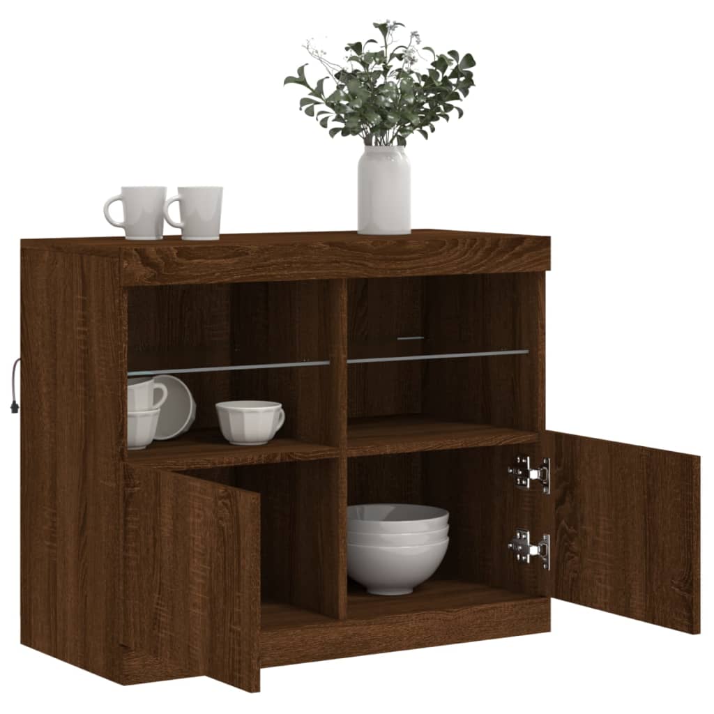 Sideboard mit LED-Leuchten Braun Eichen-Optik 81x37x67 cm - Pazzar.ch