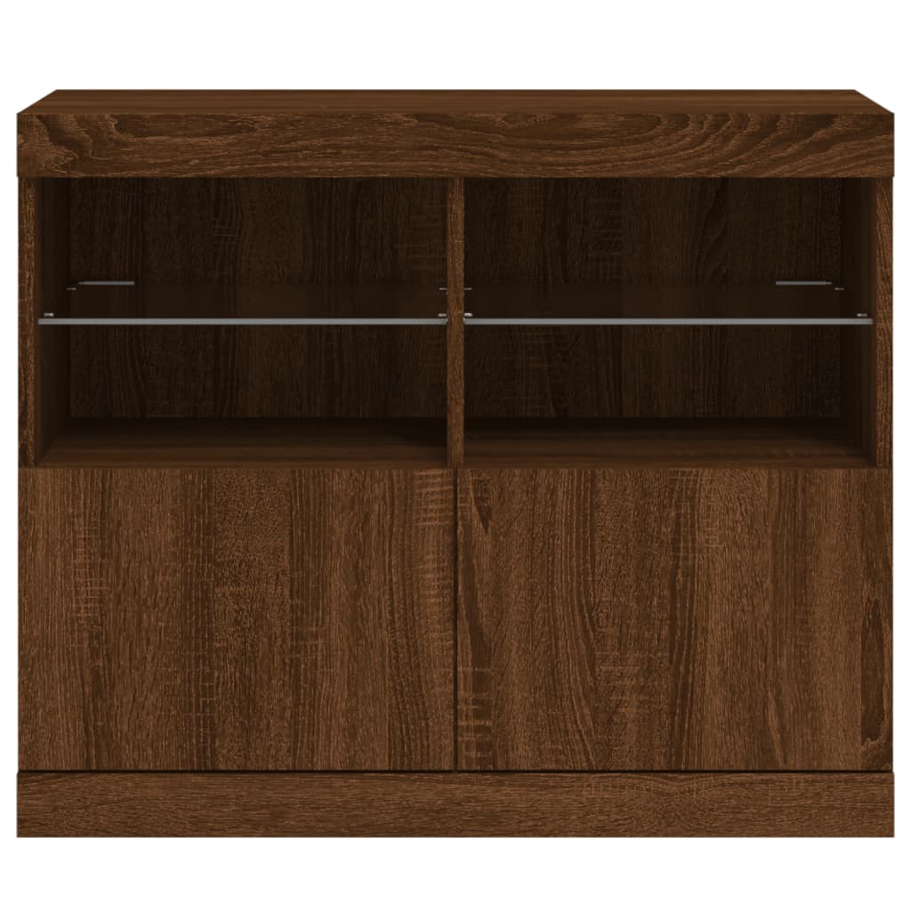 Sideboard mit LED-Leuchten Braun Eichen-Optik 81x37x67 cm - Pazzar.ch