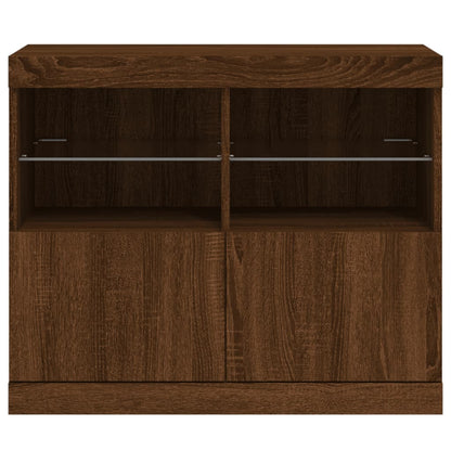 Sideboard mit LED-Leuchten Braun Eichen-Optik 81x37x67 cm - Pazzar.ch