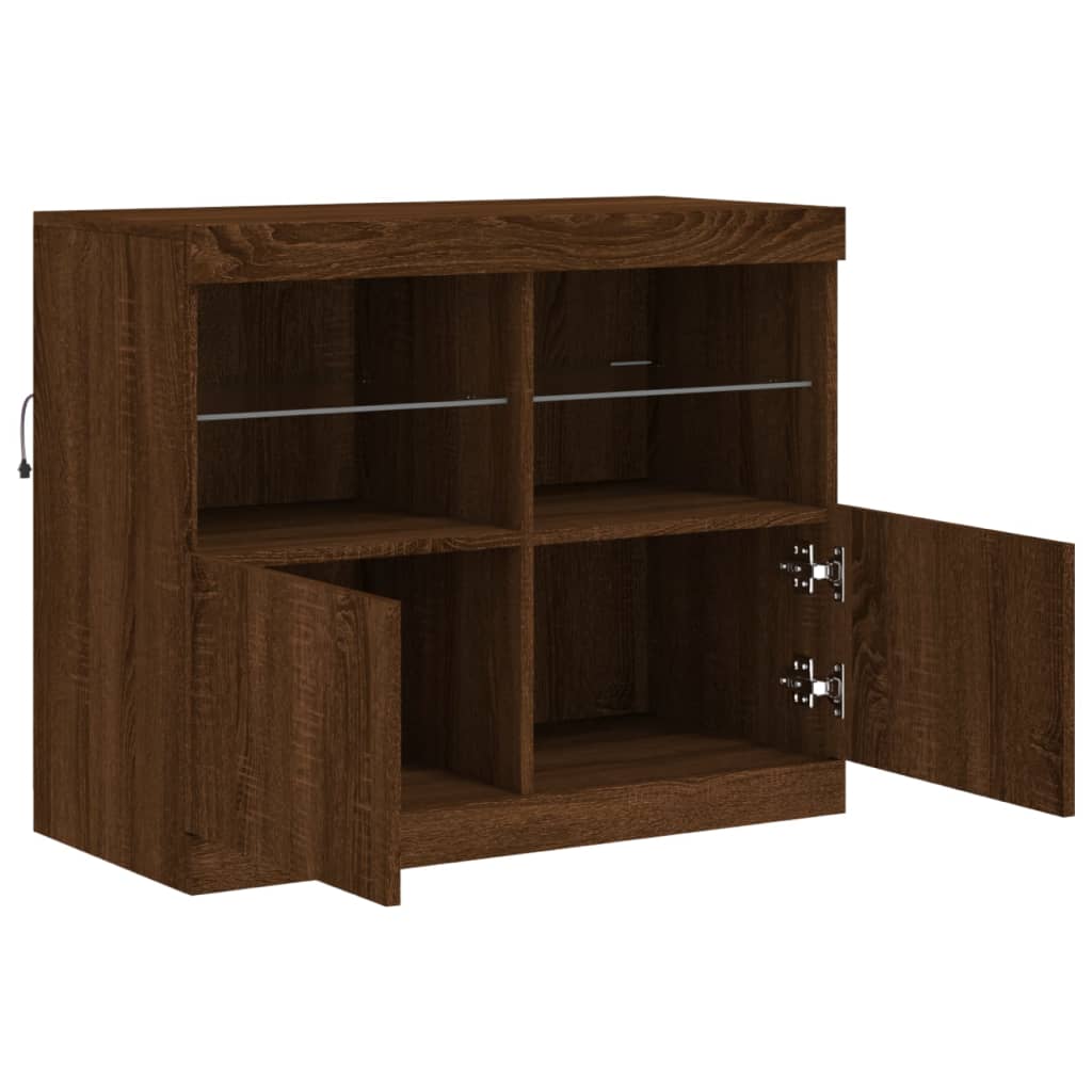 Sideboard mit LED-Leuchten Braun Eichen-Optik 81x37x67 cm - Pazzar.ch