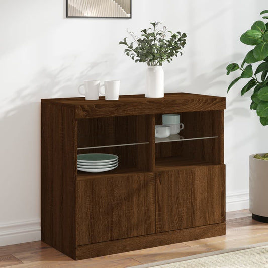 Sideboard mit LED-Leuchten Braun Eichen-Optik 81x37x67 cm - Pazzar.ch