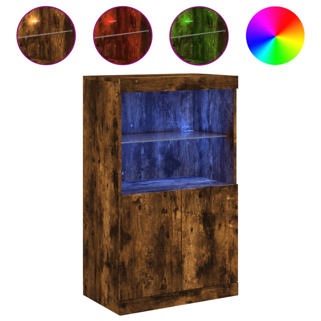Sideboard mit LED-Leuchten Räuchereiche 60,5x37x100 cm - Pazzar.ch