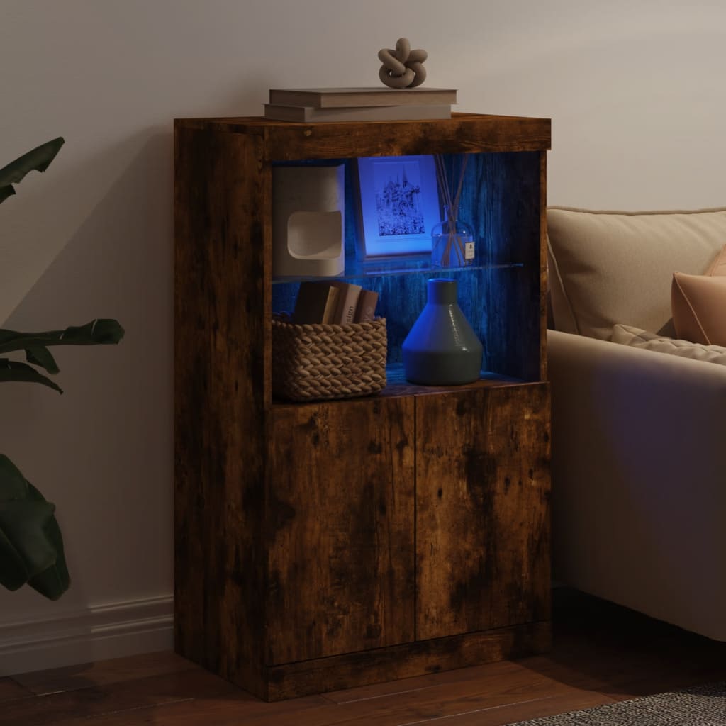 Sideboard mit LED-Leuchten Räuchereiche 60,5x37x100 cm - Pazzar.ch