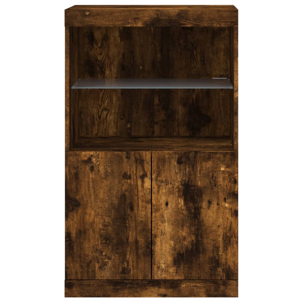 Sideboard mit LED-Leuchten Räuchereiche 60,5x37x100 cm - Pazzar.ch