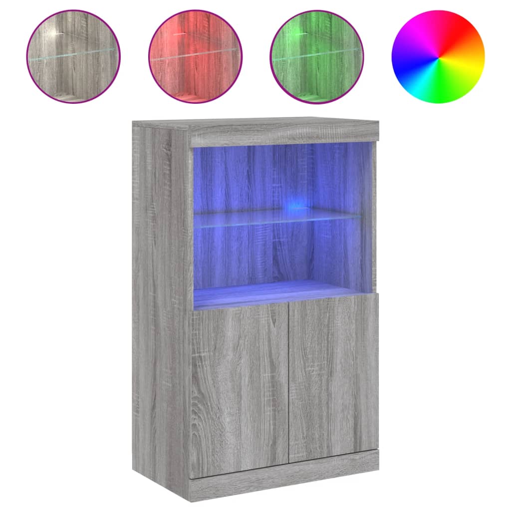 Sideboard mit LED-Leuchten Grau Sonoma 60,5x37x100 cm - Pazzar.ch