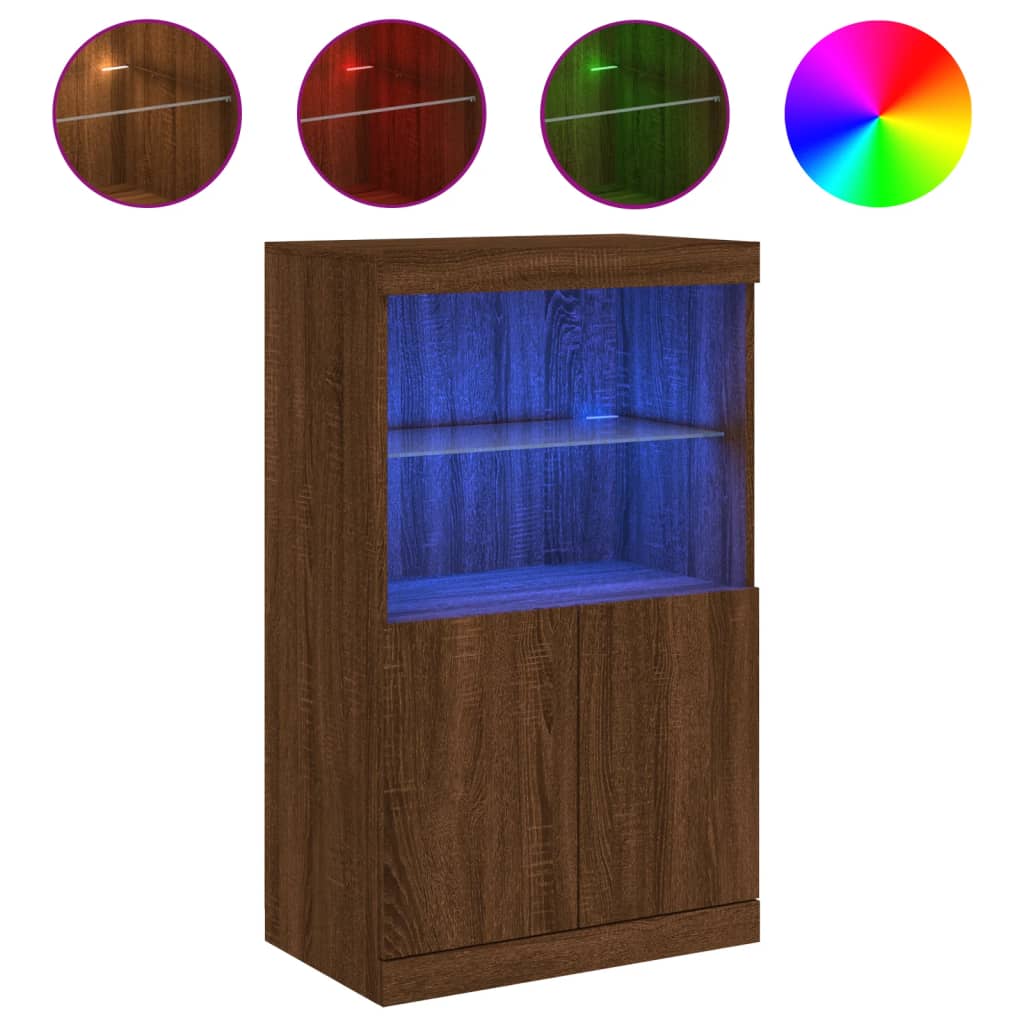Sideboard mit LED-Leuchten Braun Eichen-Optik 60,5x37x100 cm - Pazzar.ch