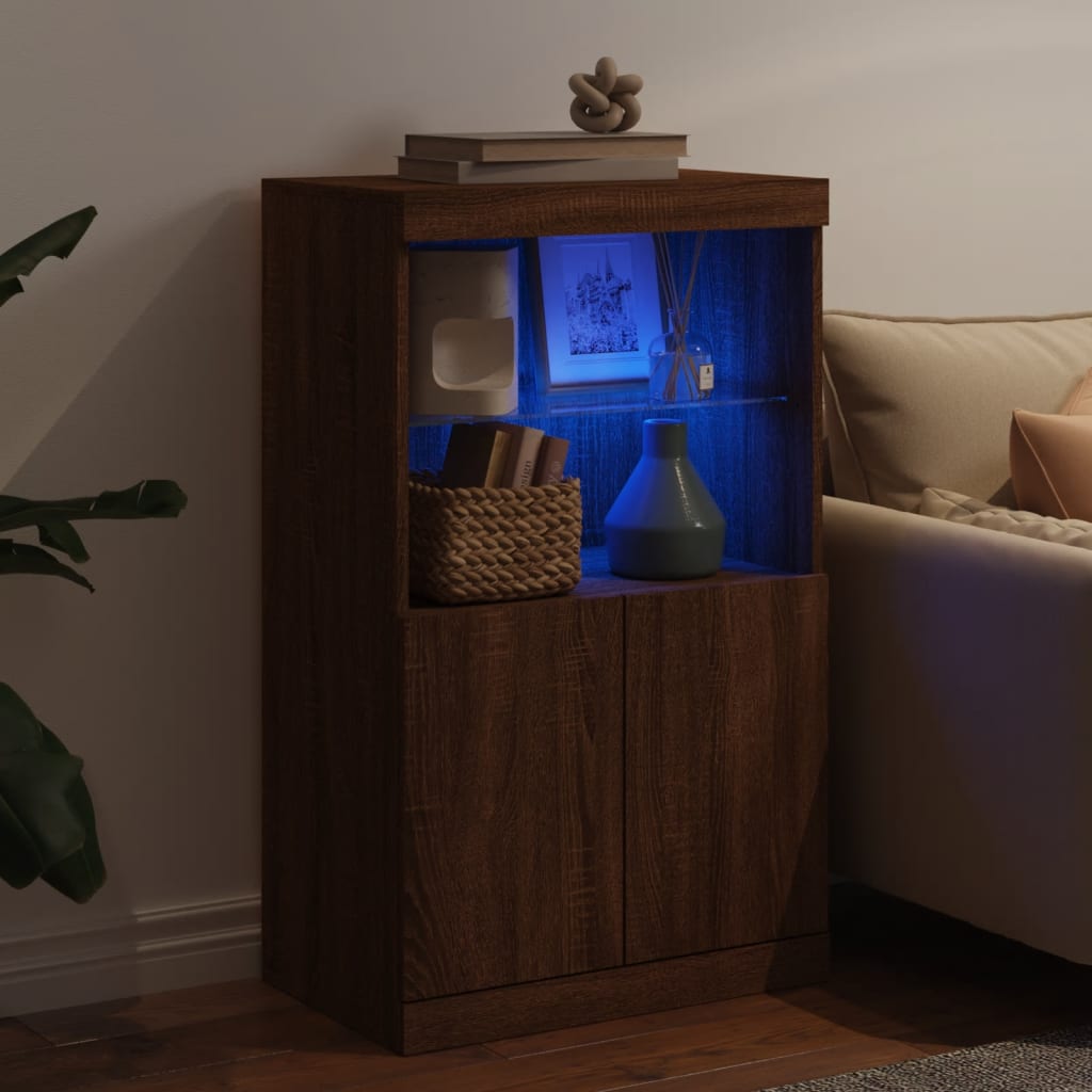 Sideboard mit LED-Leuchten Braun Eichen-Optik 60,5x37x100 cm - Pazzar.ch