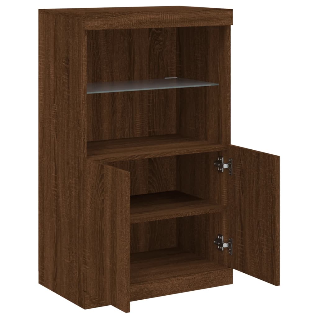 Sideboard mit LED-Leuchten Braun Eichen-Optik 60,5x37x100 cm - Pazzar.ch