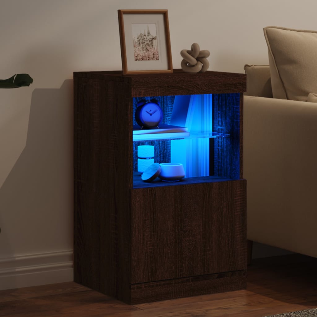 Sideboard mit LED-Leuchten Braun Eichen-Optik 41x37x67 cm - Pazzar.ch