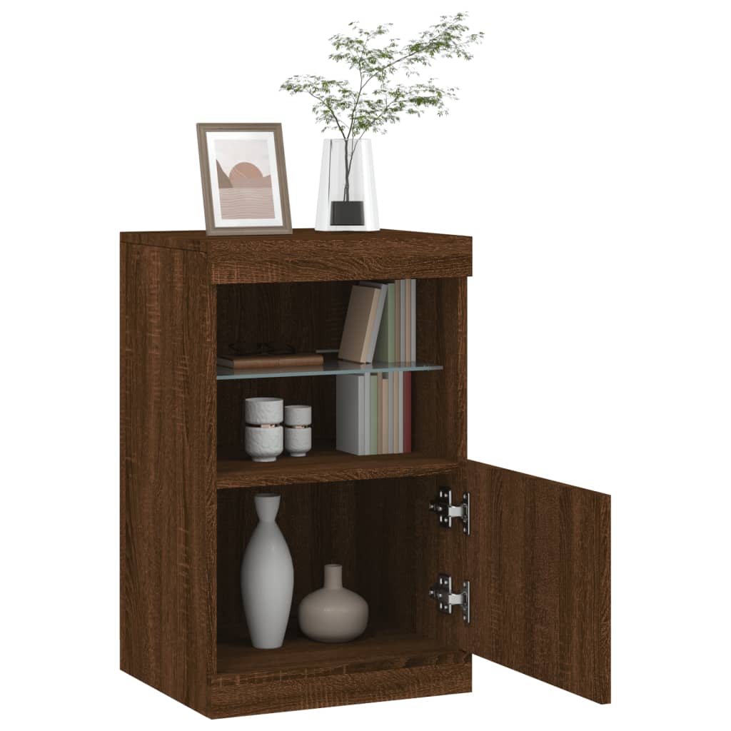 Sideboard mit LED-Leuchten Braun Eichen-Optik 41x37x67 cm - Pazzar.ch