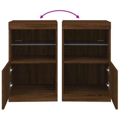 Sideboard mit LED-Leuchten Braun Eichen-Optik 41x37x67 cm - Pazzar.ch