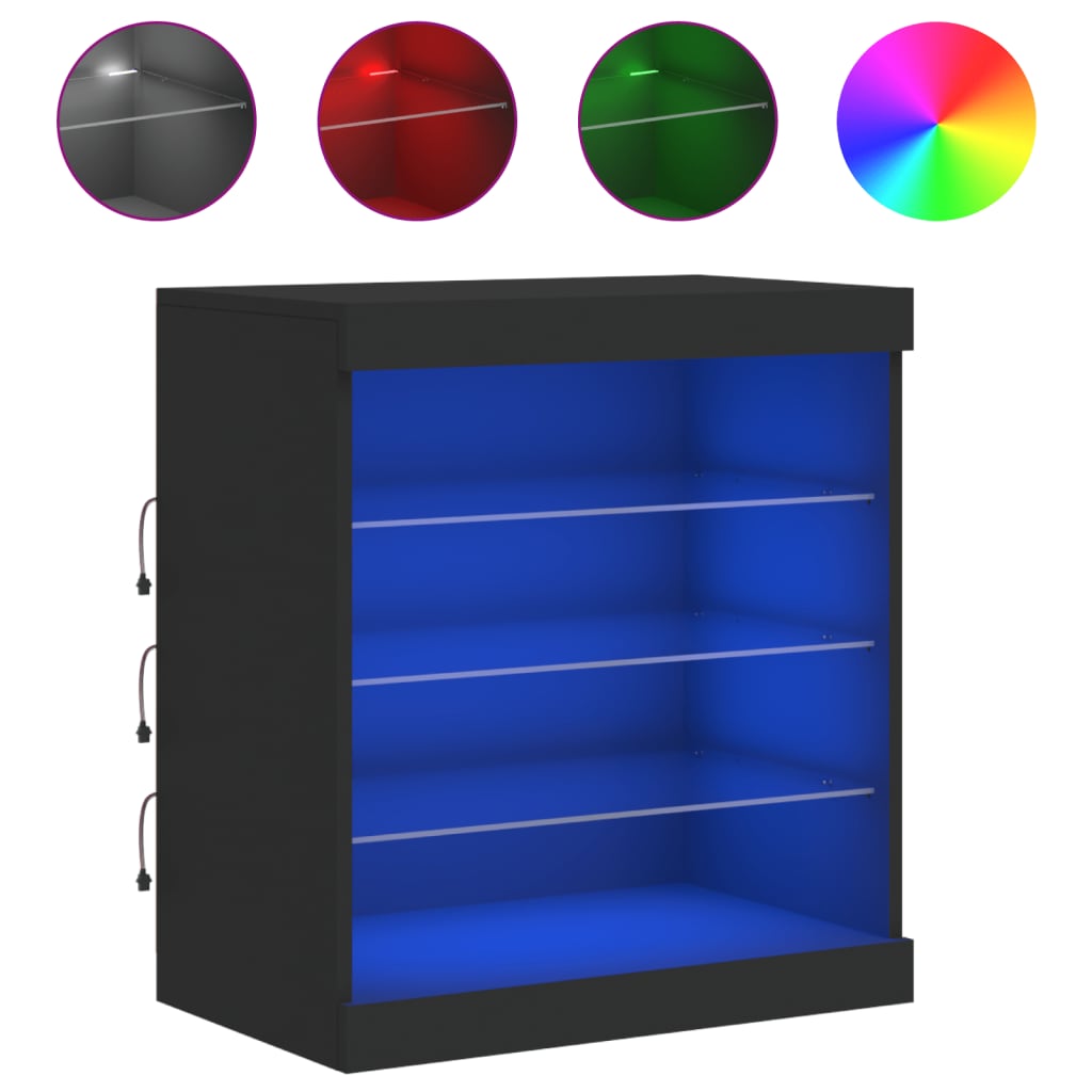 Sideboard mit LED-Leuchten Schwarz 60,5x37x67 cm - Pazzar.ch