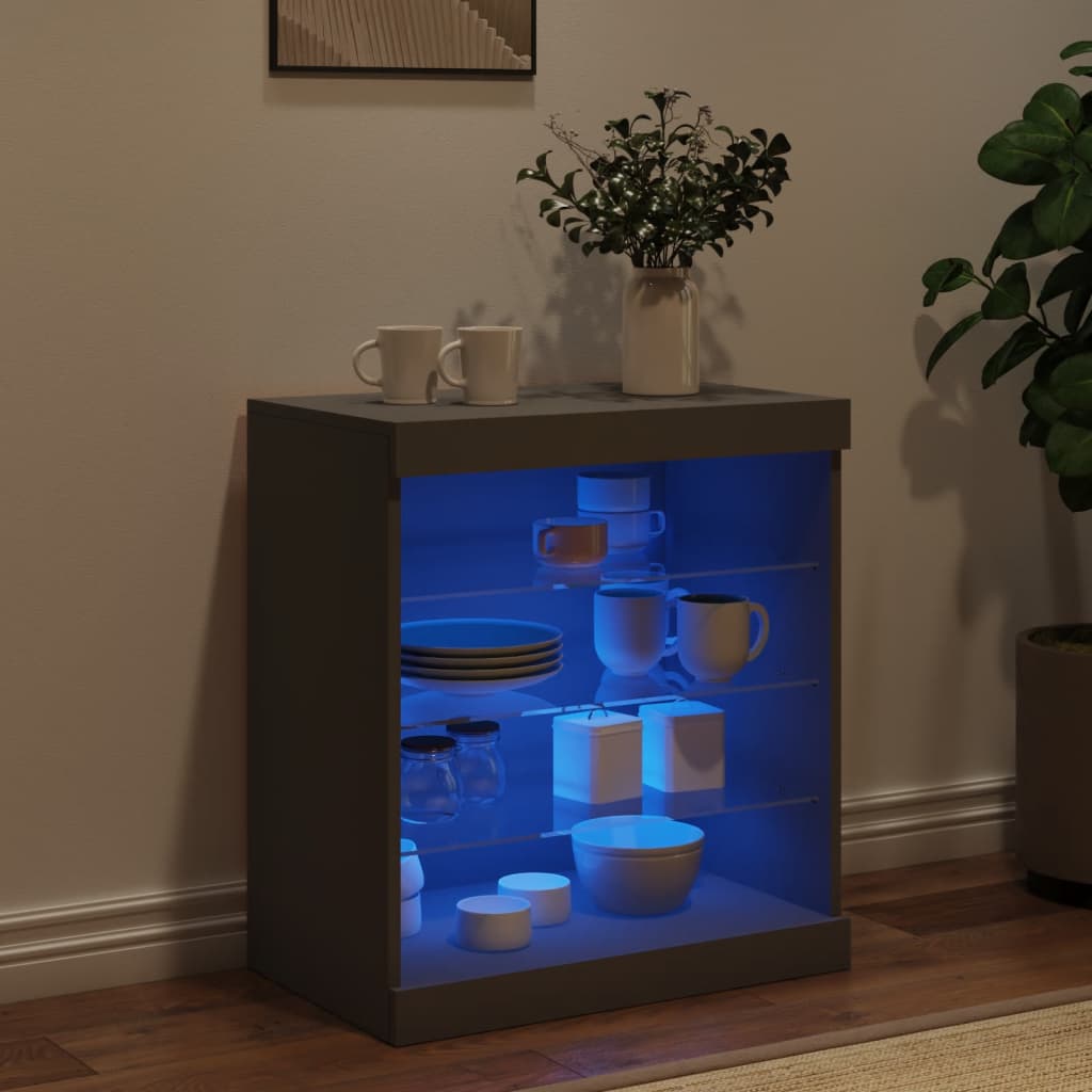 Sideboard mit LED-Leuchten Schwarz 60,5x37x67 cm - Pazzar.ch