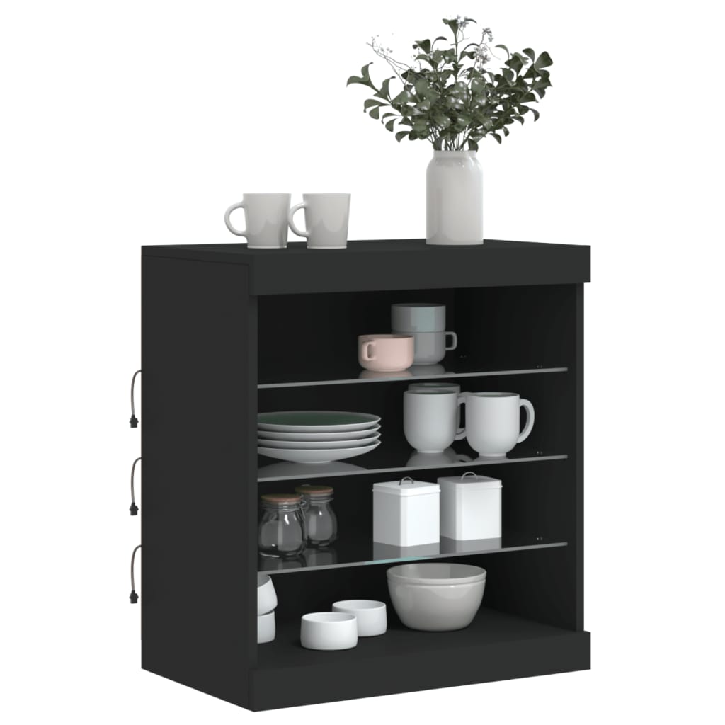 Sideboard mit LED-Leuchten Schwarz 60,5x37x67 cm - Pazzar.ch