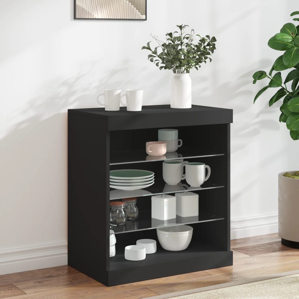 Sideboard mit LED-Leuchten Schwarz 60,5x37x67 cm - Pazzar.ch