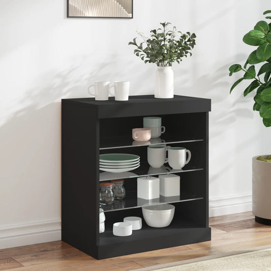 Sideboard mit LED-Leuchten Schwarz 60,5x37x67 cm - Pazzar.ch