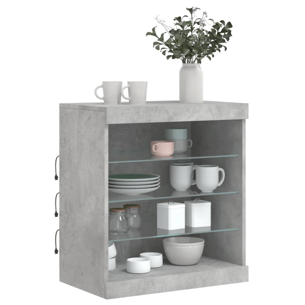 Sideboard mit LED-Leuchten Betongrau 60,5x37x67 cm - Pazzar.ch