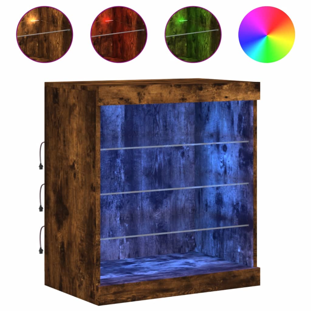Sideboard mit LED-Leuchten Räuchereiche 60,5x37x67 cm - Pazzar.ch