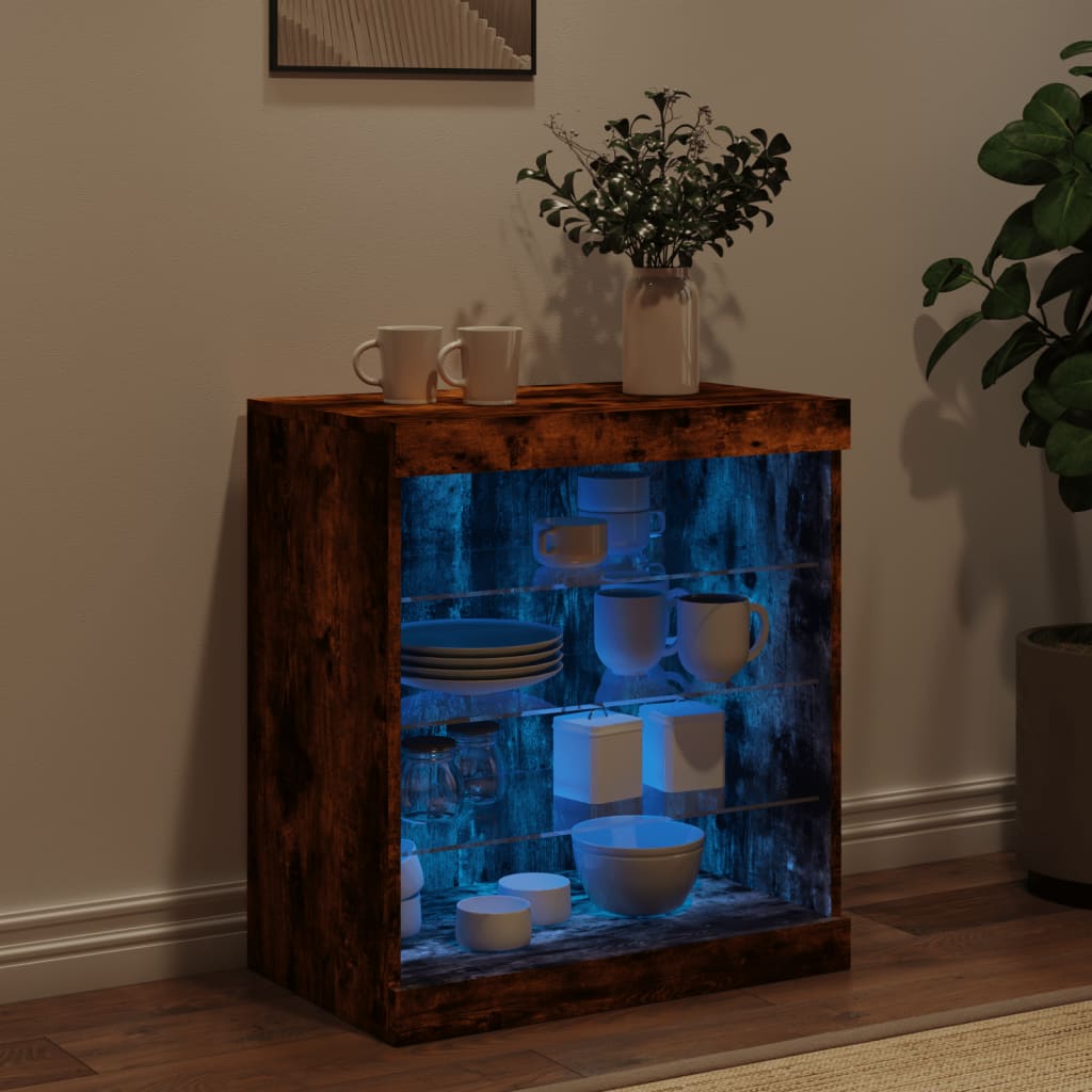 Sideboard mit LED-Leuchten Räuchereiche 60,5x37x67 cm - Pazzar.ch