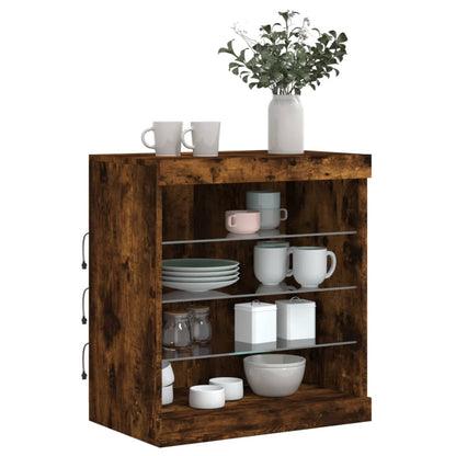 Sideboard mit LED-Leuchten Räuchereiche 60,5x37x67 cm - Pazzar.ch