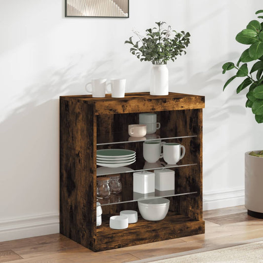 Sideboard mit LED-Leuchten Räuchereiche 60,5x37x67 cm - Pazzar.ch