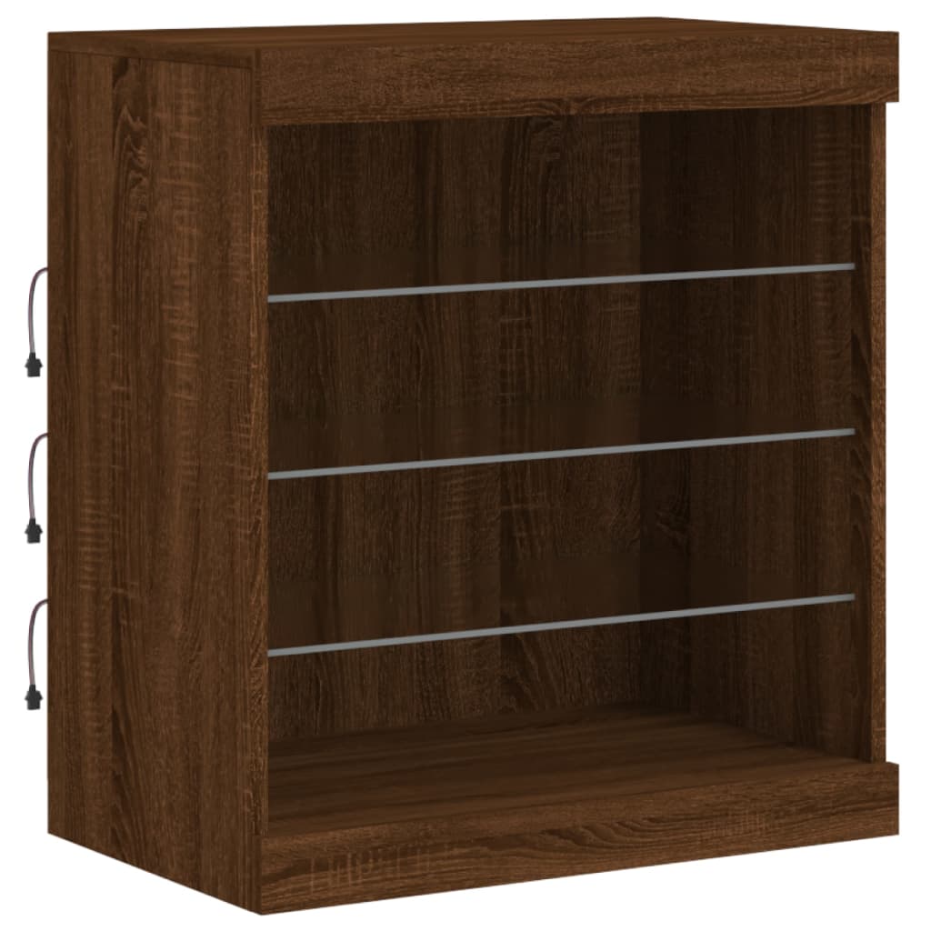 Sideboard mit LED-Leuchten Braun Eichen-Optik 60,5x37x67 cm - Pazzar.ch
