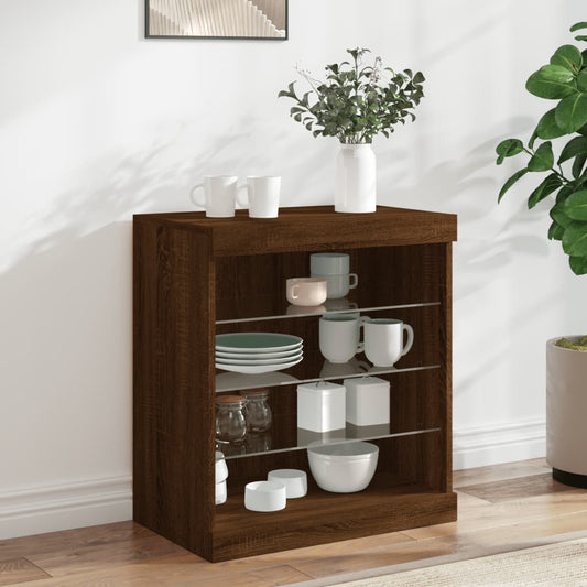 Sideboard mit LED-Leuchten Braun Eichen-Optik 60,5x37x67 cm - Pazzar.ch