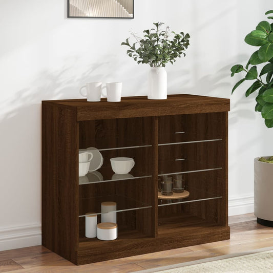 Sideboard mit LED-Leuchten Braun Eichen-Optik 81x37x67 cm - Pazzar.ch