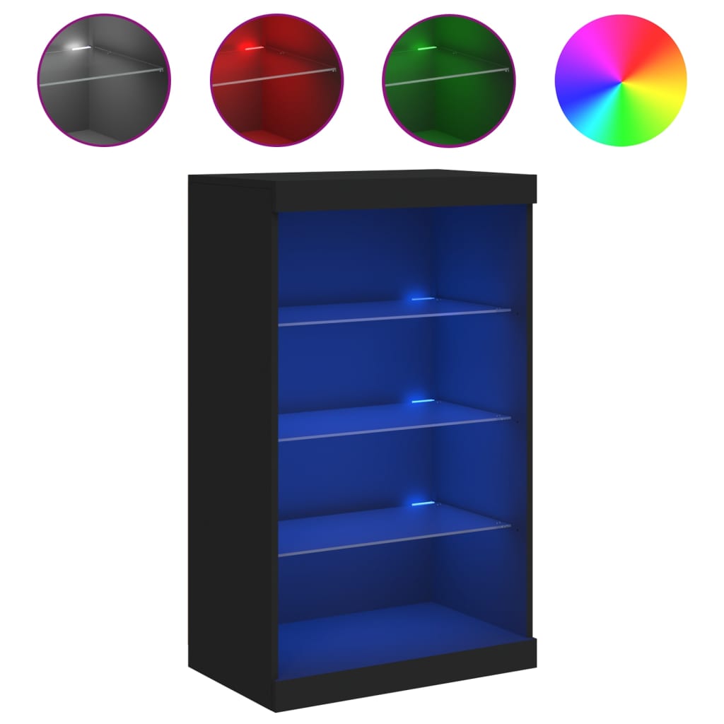 Sideboard mit LED-Leuchten Schwarz 60,5x37x100 cm - Pazzar.ch