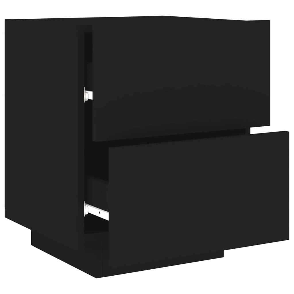 Nachttische mit LED-Leuchten 2 Stk. Schwarz Holzwerkstoff - Pazzar.ch