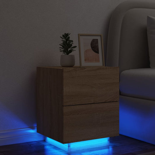 Nachttisch mit LED-Leuchten Sonoma Eiche Holzwerkstoff - Pazzar.ch