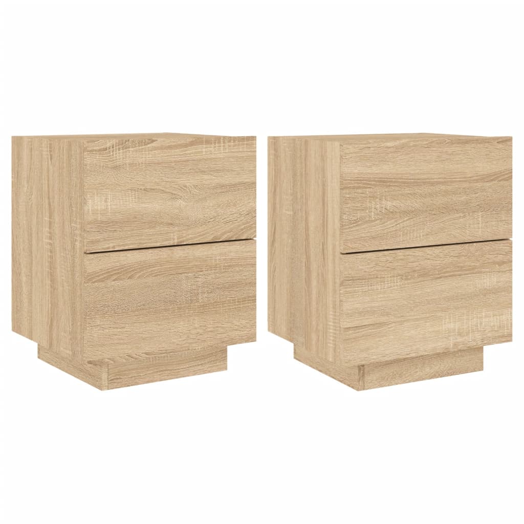 Nachttische mit LED-Leuchten 2 Stk. Sonoma Eiche Holzwerkstoff - Pazzar.ch