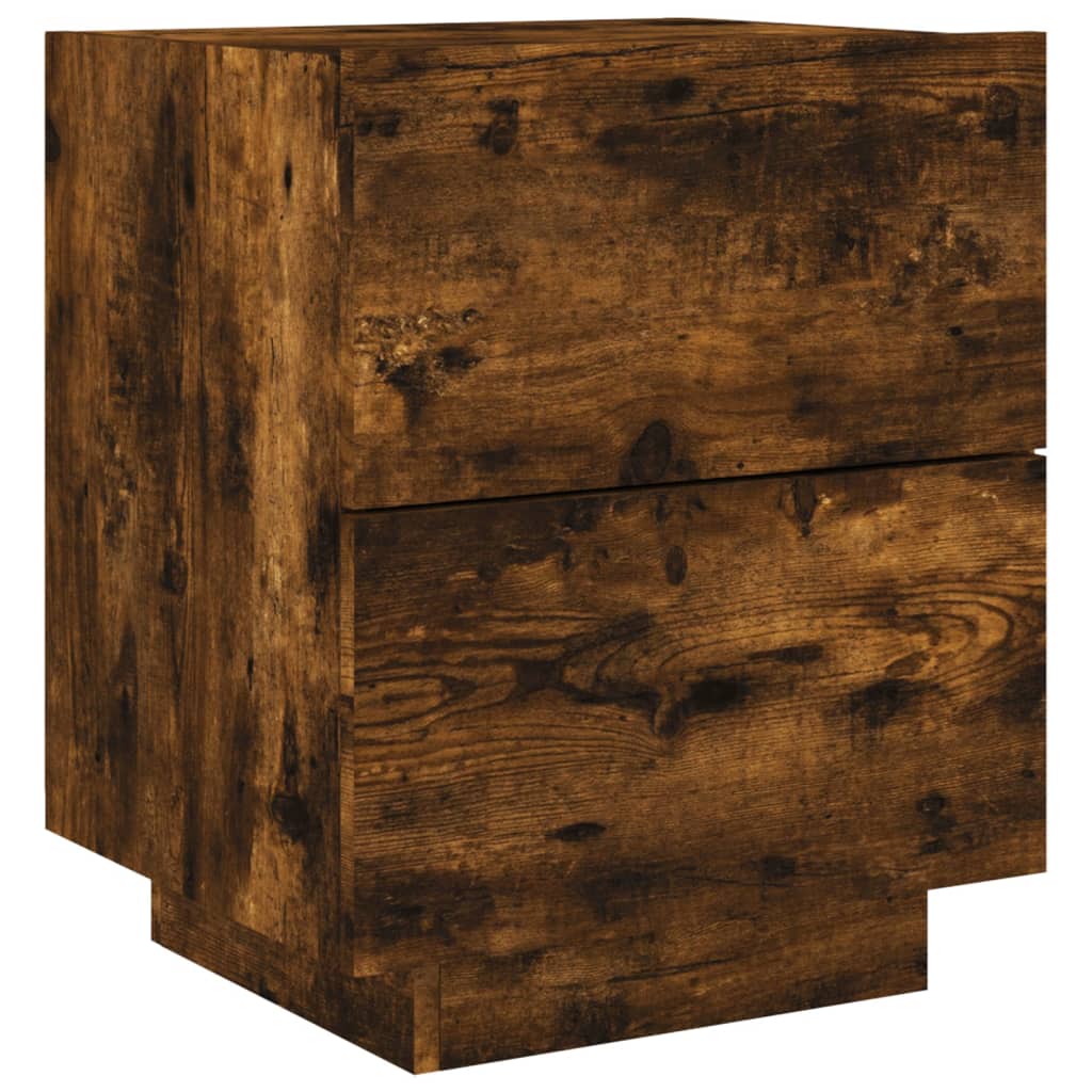 Nachttische mit LED-Leuchten 2 Stk. Räuchereiche Holzwerkstoff - Pazzar.ch