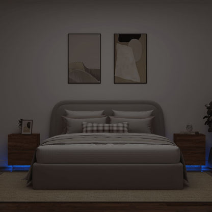 Nachttische mit LED-Leuchten 2 Stk. Braun Eiche Holzwerkstoff - Pazzar.ch