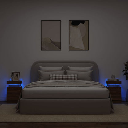 Nachttische mit LED-Leuchten 2Stk. Braun Eiche-Optik 35x39x55cm - Pazzar.ch