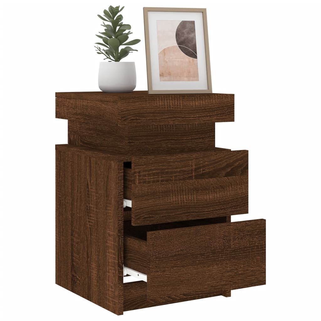 Nachttische mit LED-Leuchten 2Stk. Braun Eiche-Optik 35x39x55cm - Pazzar.ch