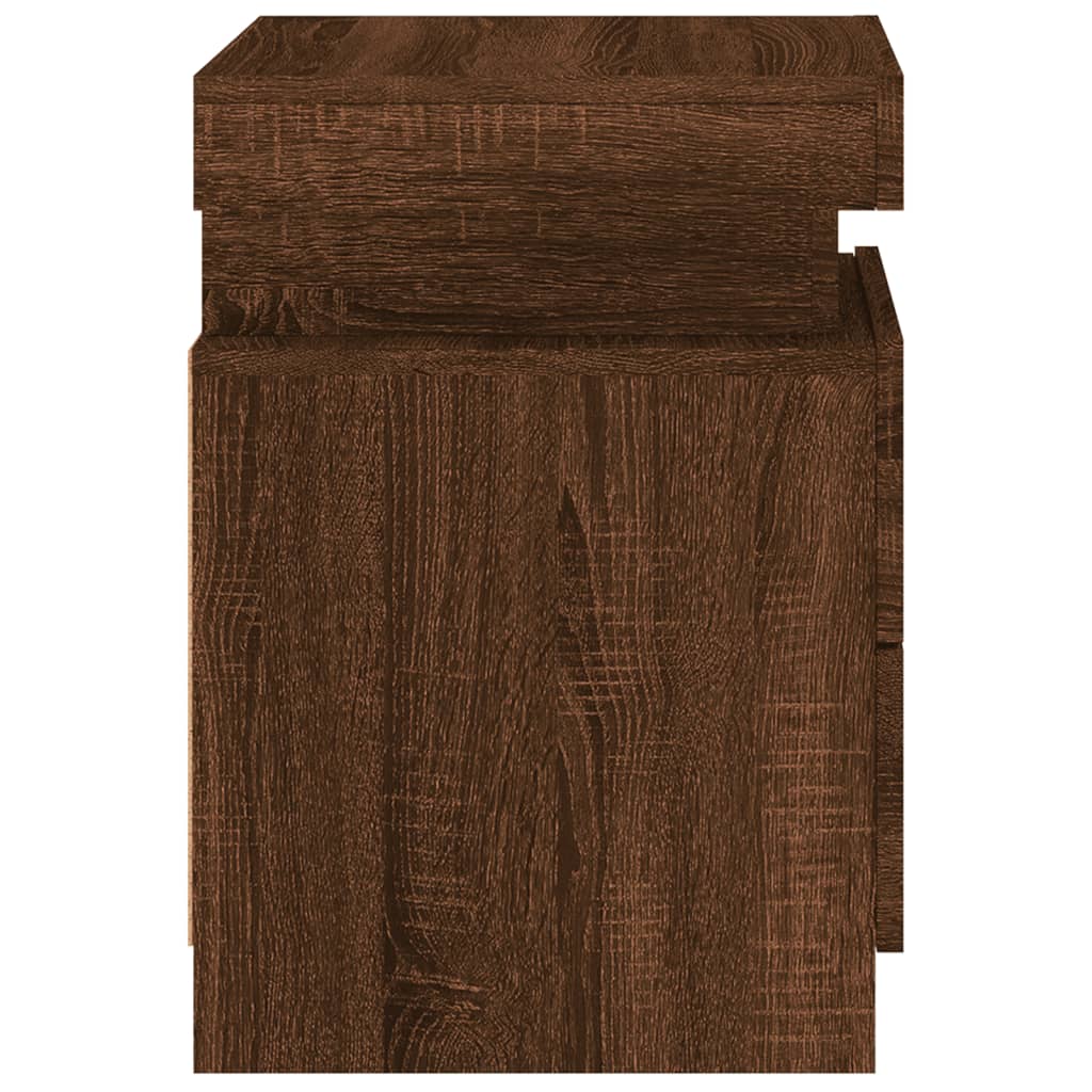 Nachttische mit LED-Leuchten 2Stk. Braun Eiche-Optik 35x39x55cm - Pazzar.ch